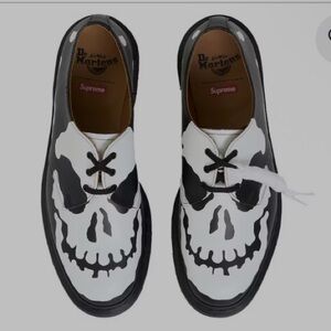 Dr. Martens 1461 3-Eye Skull Design Oxfords - Black and White